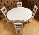White Round Dining Table + 4 Chairs