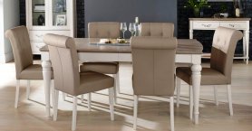 Monaco 1.4m Extending Dining Table + 4 Upholstered Chairs