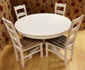 White Round Dining Table + 4 Chairs