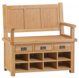 County Shelved Monk Bench