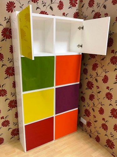 8 Door Multi Coloured Bookcase