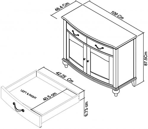 Monaco 110cm 2 Door 2 Drawer Sideboard