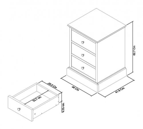 Ashvale 3 Drawer Bedside Cabinet