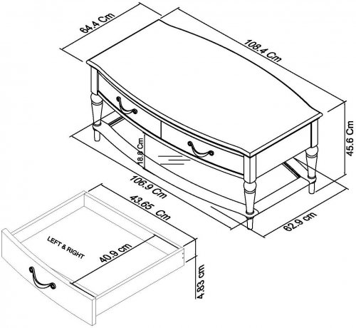 Monaco 2 Drawer Coffee Table