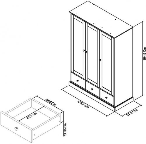 Ashvale 3 Door 3 Drawer Robe