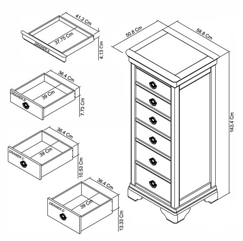 Chardonnay 6 Drawer Tall Chest